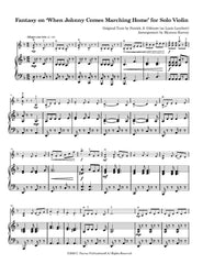 Fantasy on When Johnny Comes Marching Home for Solo Violin sample page 2