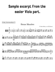 Music sheet for 'Danse Macabre' by C. Saint-Saens, labeled as an easier Viola part.