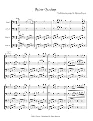 Sheet music for a classical piece titled 'Salley Gardens' with multiple parts.