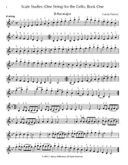 Scale Studies for the Cello (One String) Book One PDF Download Sample Page