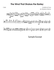 Solo cello fiddle tune sample page