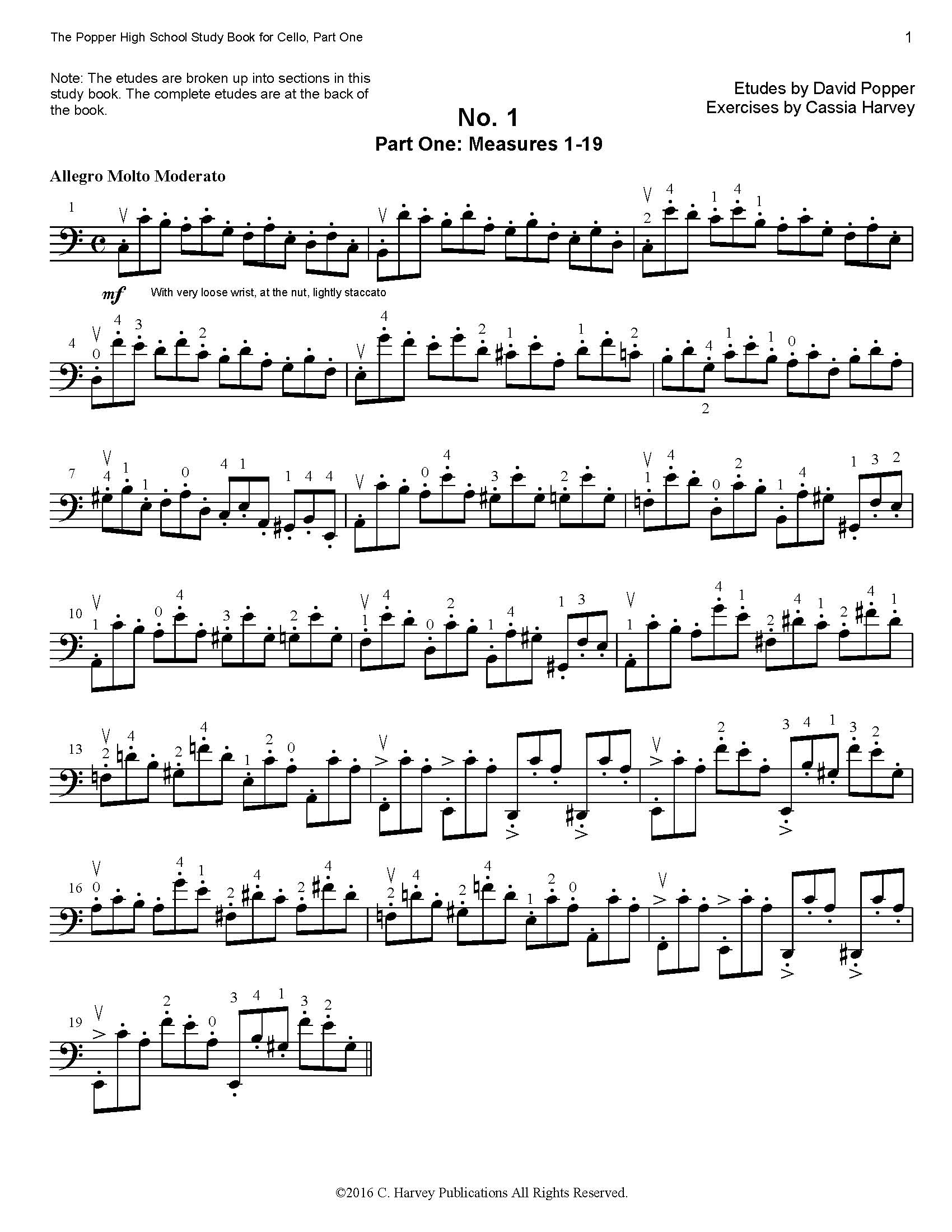 The Popper High School Study Book for Cello, Volume One - PDF Download