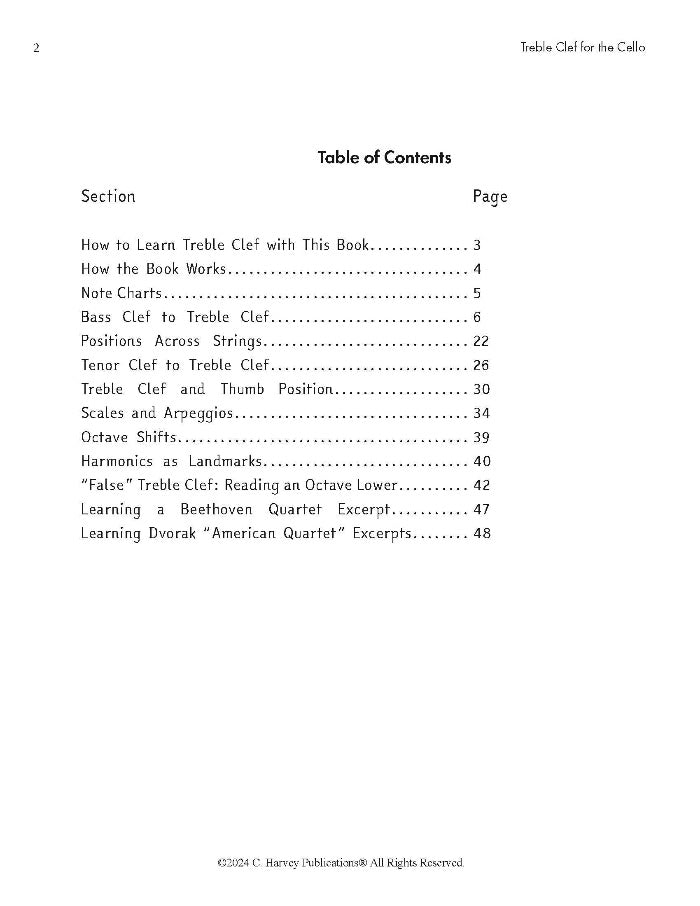 Treble Clef for the Cello - PDF Download