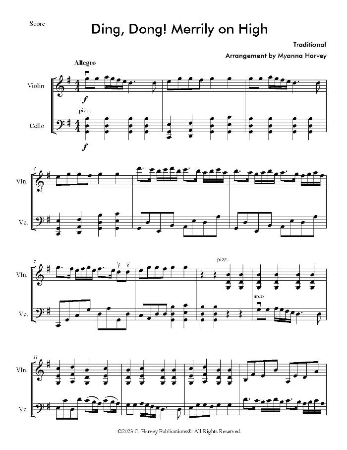 Ding, Dong! Merrily on High for Violin and Cello - PDF Download