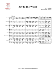 Sheet music for 'Joy to the World' by G.F. Handel arranged by M. Harvey, with Harvey Publications logo.