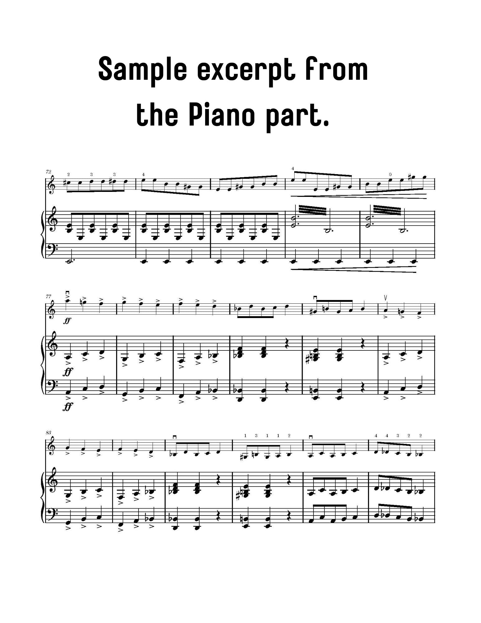 Sheet music excerpt fo Danse Macabre  for violin and piano with musical notation on a white background
