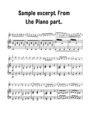 Sheet music excerpt fo Danse Macabre  for violin and piano with musical notation on a white background