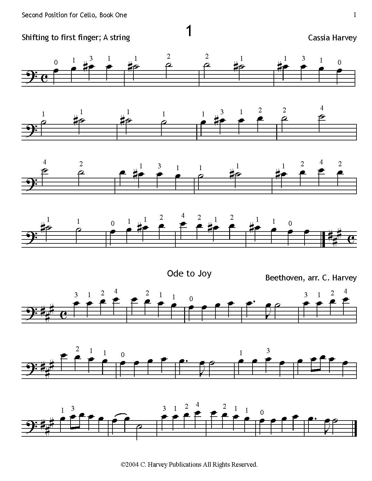 Second Position for the Cello by Cassia Harvey - a cello position method