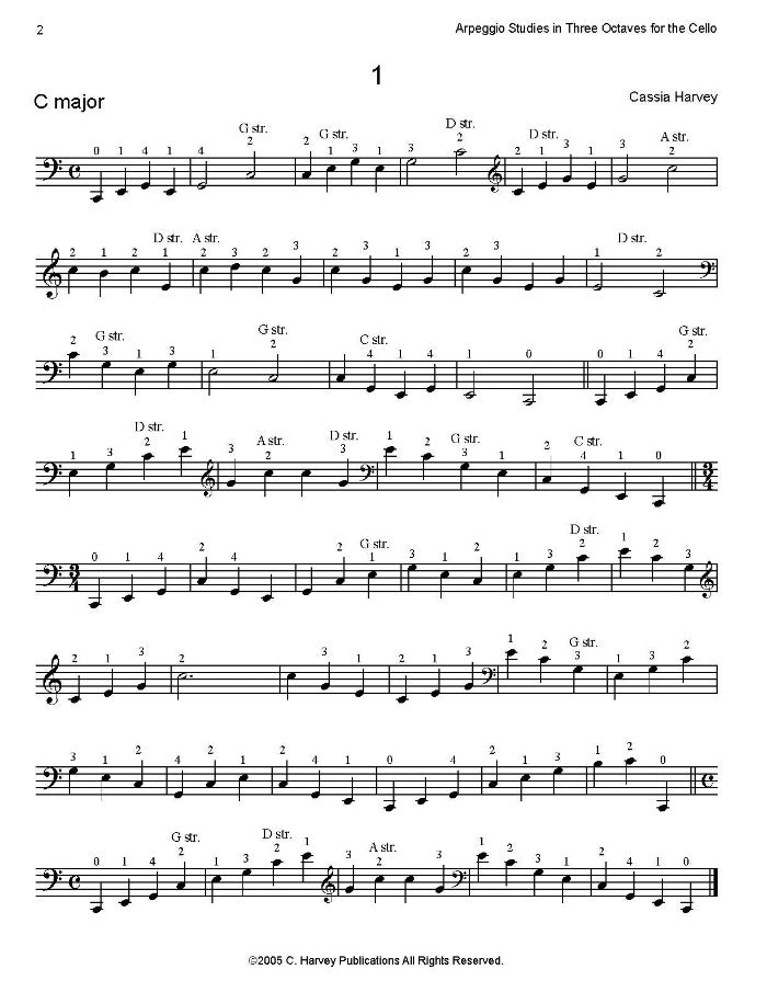 Arpeggio Studies in Three Octaves for the Cello - PDF Download