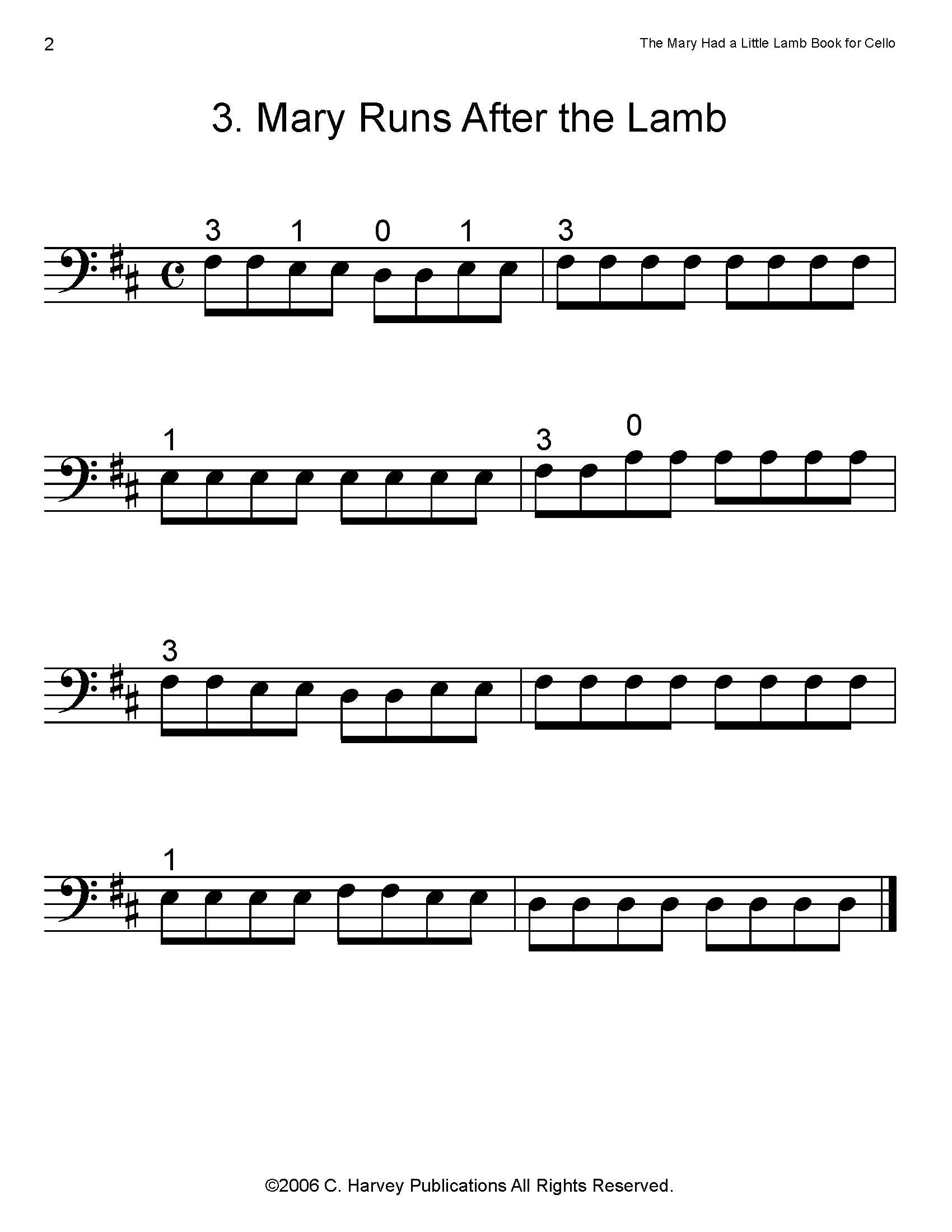 The 'Mary Had a Little Lamb' Book for Cello - PDF Download