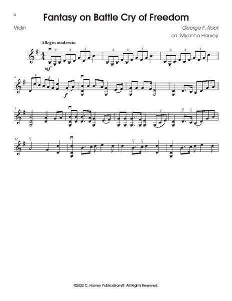 Fantasy on 'Battle Cry of Freedom' for Solo Violin with Optional Piano Accompaniment - PDF Download