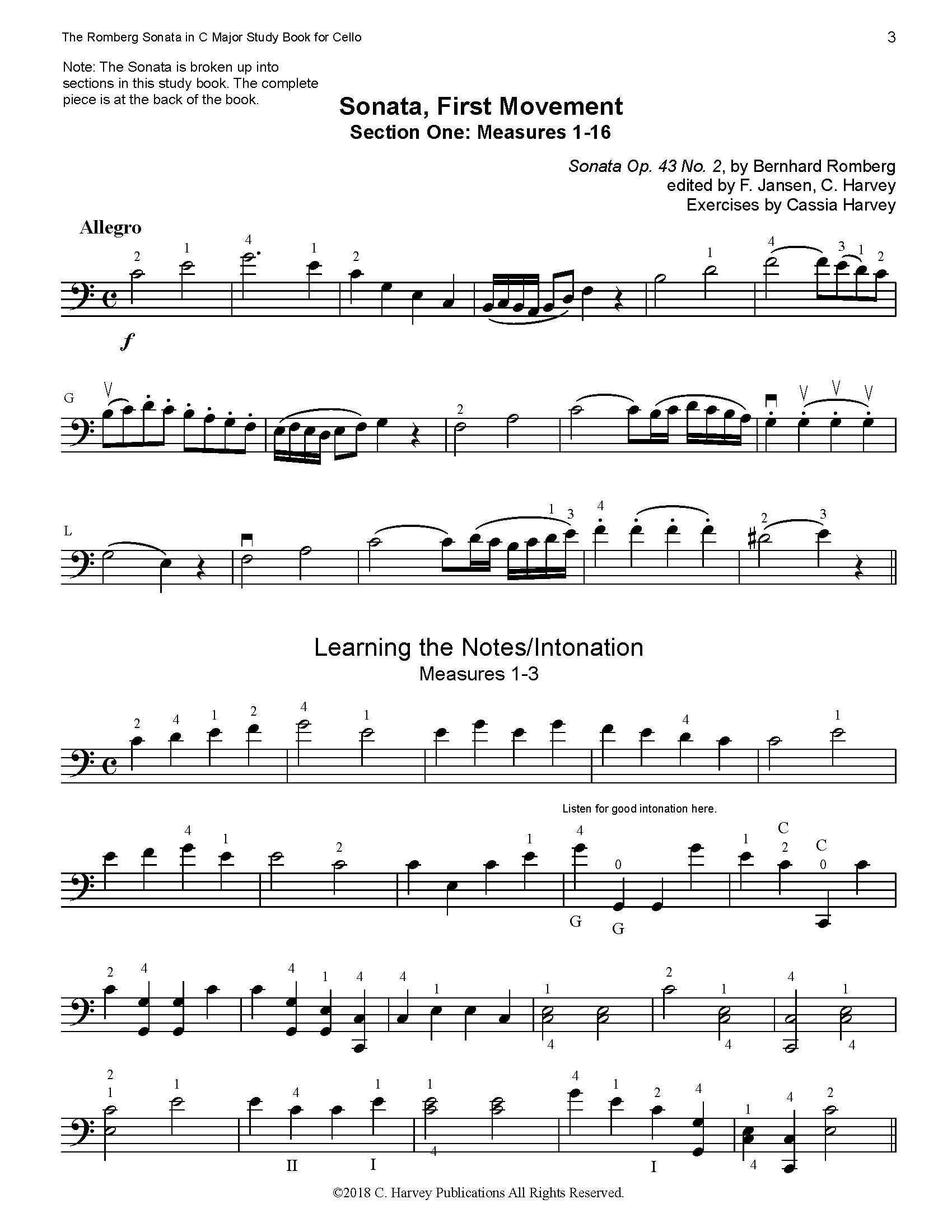 The Romberg Sonata in C Major Study Book for Cello - PDF Download