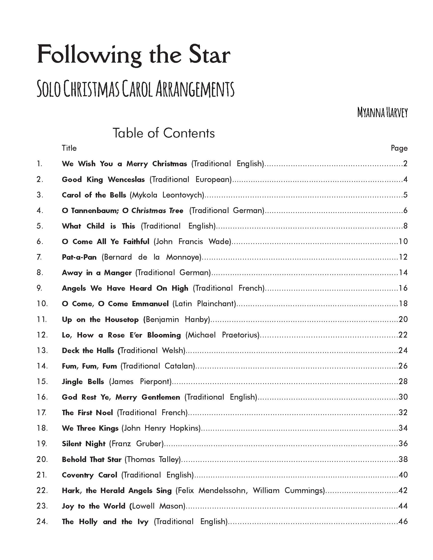 Following the Star - Solo Christmas Carol Arrangements for Unaccompanied Viola - PDF Download