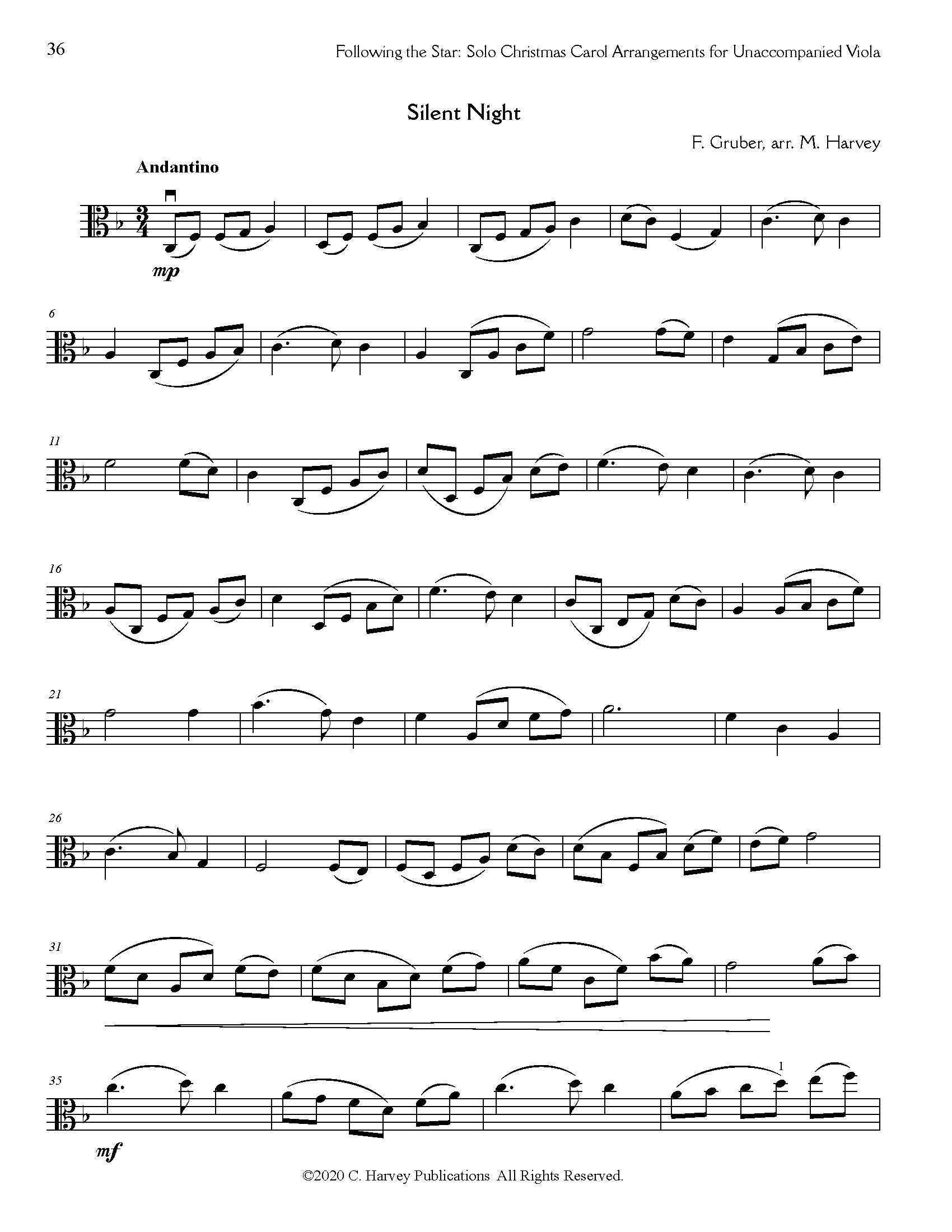 Following the Star - Solo Christmas Carol Arrangements for Unaccompanied Viola - PDF Download