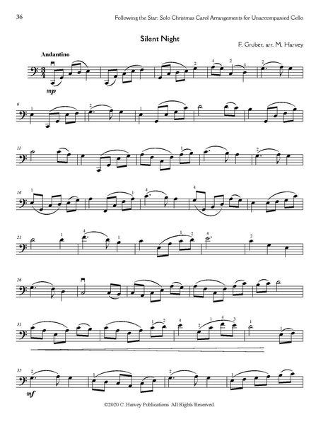 Following the Star - Solo Christmas Carol Arrangements for Unaccompanied Cello - PDF Download