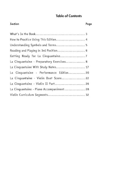 The La Cinquantaine for Violin Practice Edition - PDF Download