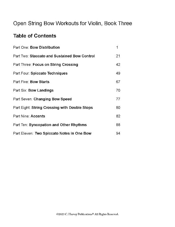 Open String Bow Workouts for Violin, Book Three - PDF Download