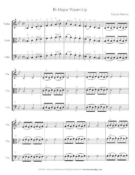 B-Flat Major Warm Up for String Trio: Exercises to help you learn to play better together.