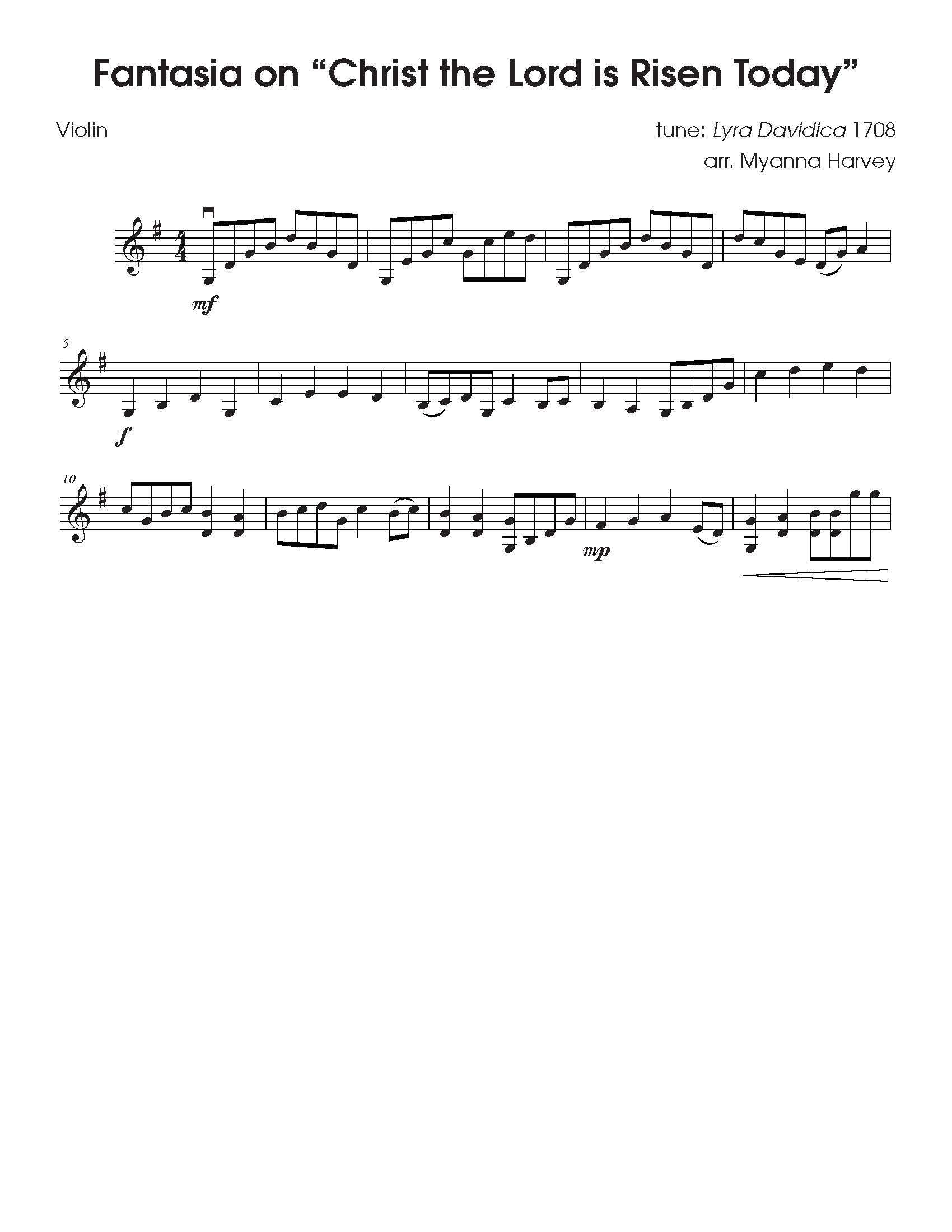 Fantasia on "Christ the Lord is Risen Today" for Solo Violin - an Easter Hymn - PDF Download