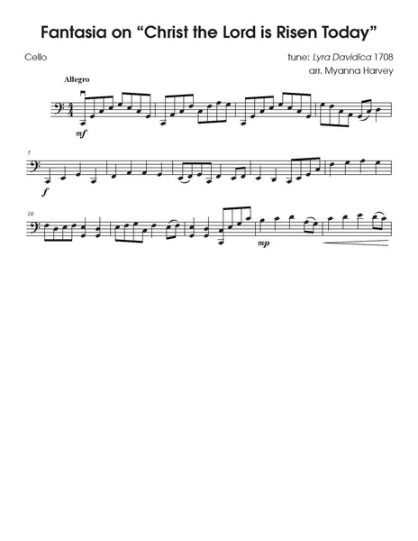 Fantasia on "Christ the Lord is Risen Today" for Solo Cello - an Easter Hymn - PDF download