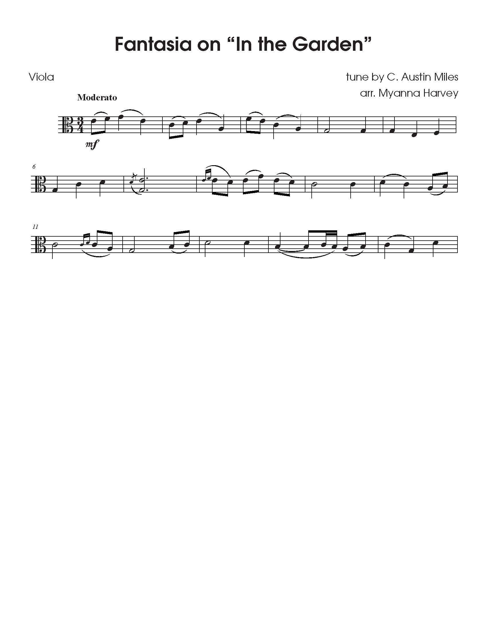 Fantasia on "In the Garden" for Solo Viola - an Easter Hymn - PDF Download