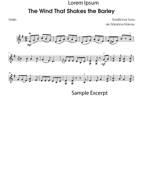 Solo violin fiddle tune sample page