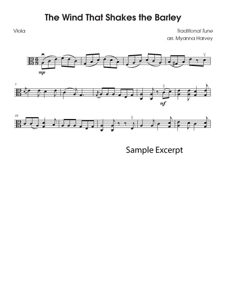 Solo viola fiddle tune sample page