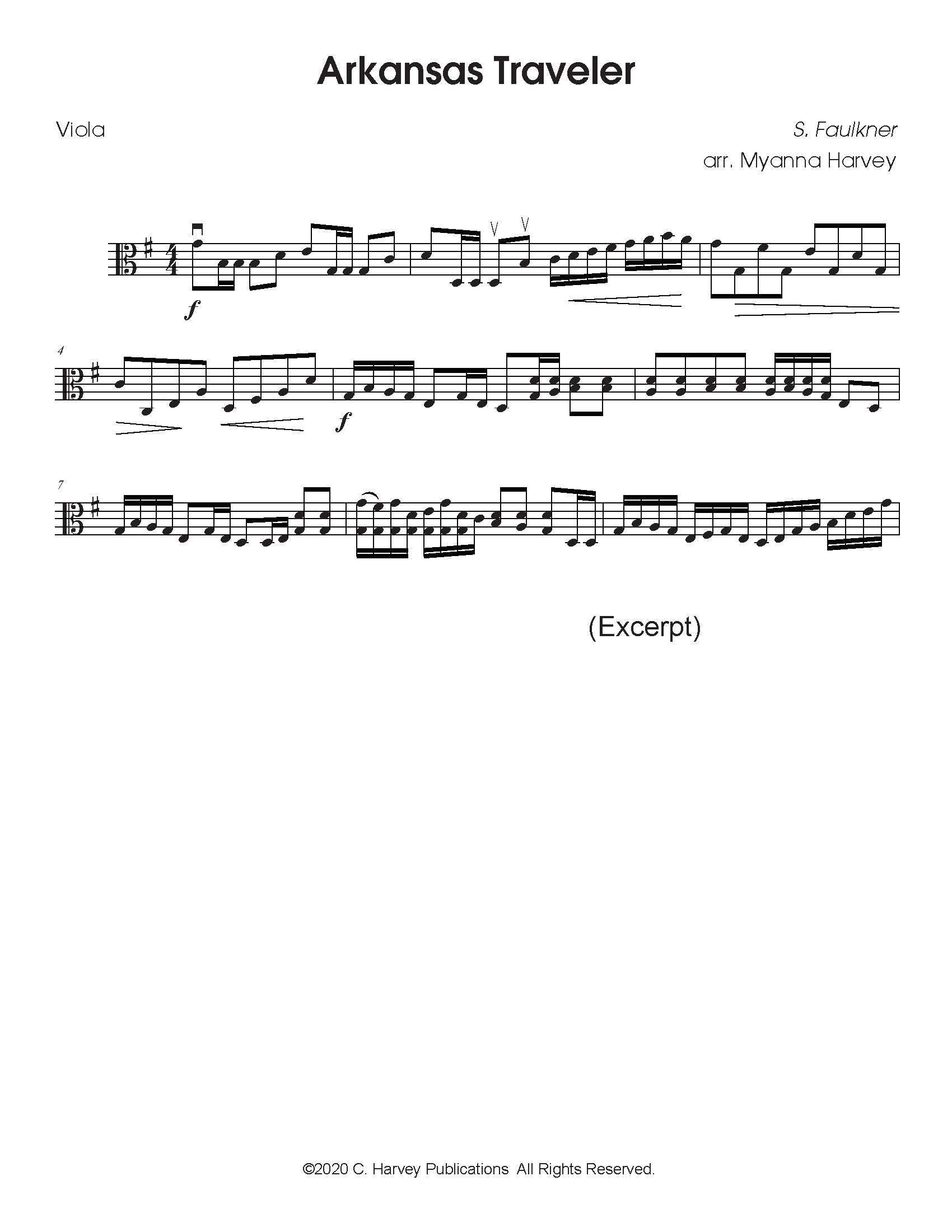 Arkansas Traveler for Solo Viola - Variations on an Unaccompanied Fiddle Tune - PDF Download