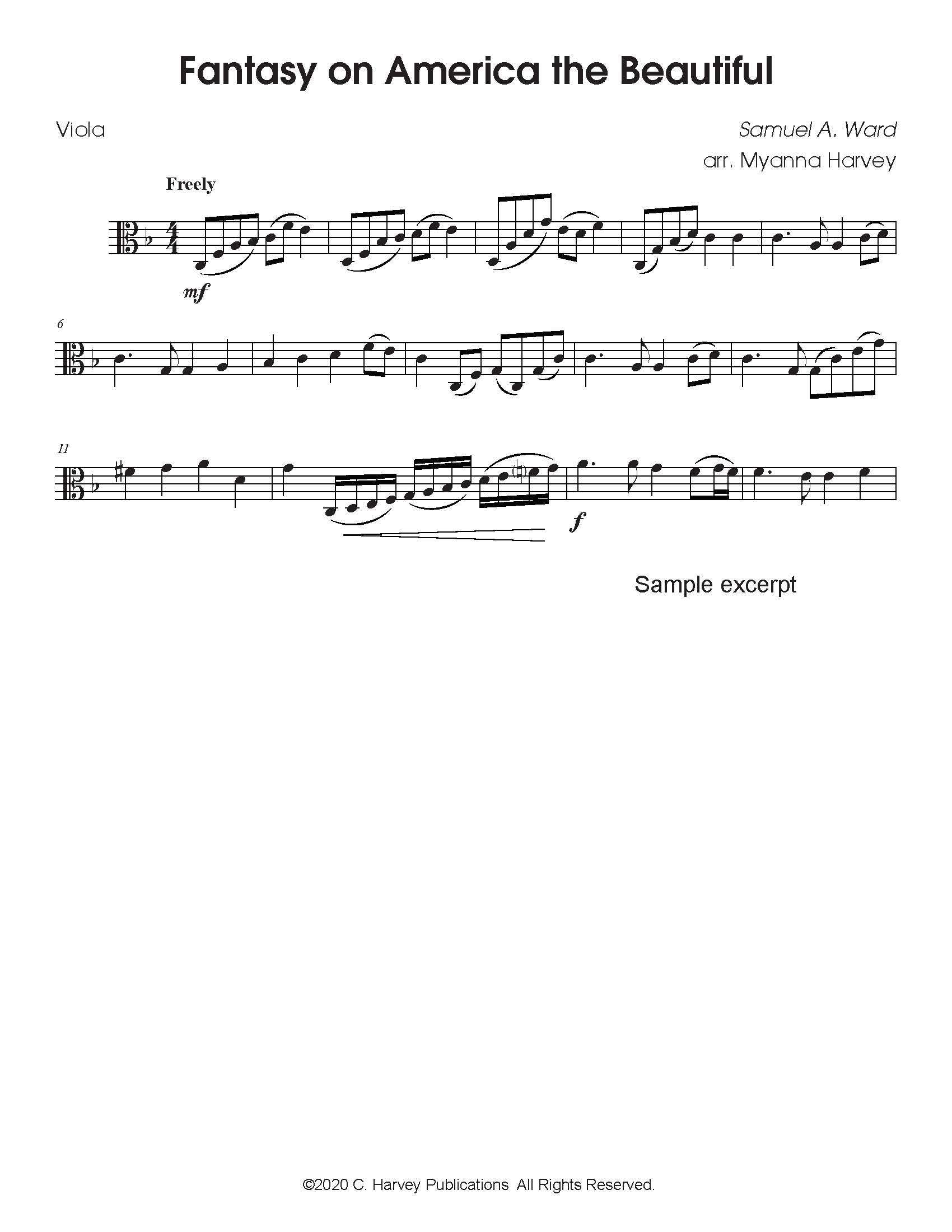 Fantasy on 'America the Beautiful' for Solo Viola - PDF Download