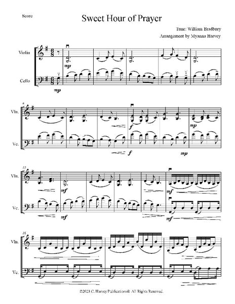 Sweet Hour of Prayer for Violin and Cello, Arr. Myanna Harvey - PDF Download