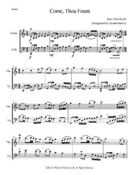 Come, Thou Fount of Every Blessing for Violin and Cello, Arr. Myanna Harvey - PDF Download