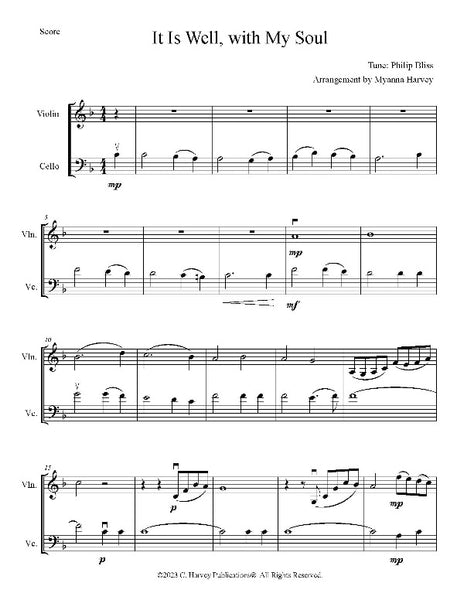 It Is Well with My Soul for Violin and Cello, Arr. Myanna Harvey PDF Download